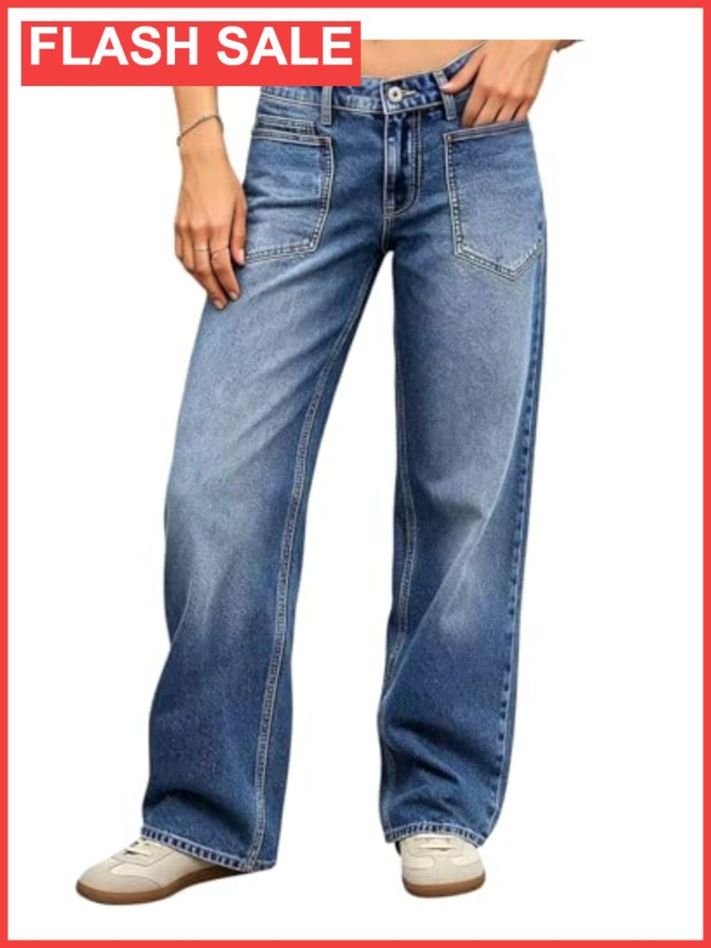 Mid Rise Baggy Straight Leg Stretch Jeans